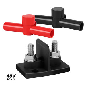 Bloque de terminales de batería de 48V con pernos de 3/8-16 y aislantes rojos y negros para vehículos recreativos, yates, automóviles y barcos - Product Image 4
