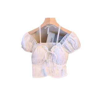 Nouvelle Blouse en Chiffon Coréenne pour Femme Été 2026, Motif Floral, Manches Courtes, Tissée, Respirante, Simple, Décontractée, Tendance Explosive - Product Image 5