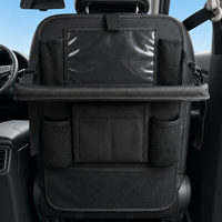 Organisateur de rangement pour dossier de siège de voiture en tissu Oxford 600D avec table pliante, porte-gobelet et poche en filet