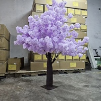 Pohon Bunga Sakura Buatan PE Sutra Putih Kuning Ungu Merah Muda Dekorasi Pernikahan Dalam Ruangan Besar Tahan UV