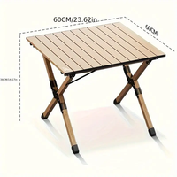 Table pliante Duffy moderne en aluminium et bois pour l'extérieur, couleurs personnalisables, facile à transporter, pour camping, repas, hôtels, pique-niques