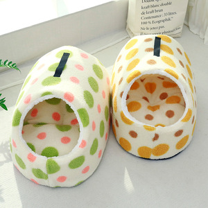 Cama para Mascotas Semicerrada, Suave y Linda, Cómoda Cama para Gatos, Casa de Juegos para Perros y Gatos con Cojín, Casa Calmante para Perros para el Invierno - Product Image 1