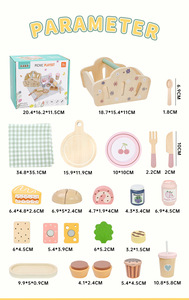 Ensemble de jouets de <span class=keywords><strong>cuisine</strong></span> de simulation pour bébé Qiaike, panier de pique-nique, jeu de rôle, jouets de dessert, jouet éducatif en bois pour enfants - Product Image 6
