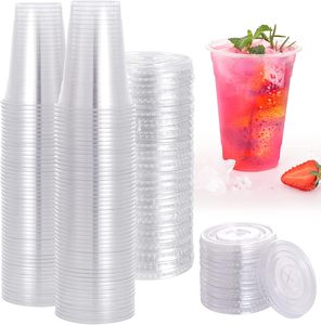Gobelets en plastique PET transparents jetables pour boissons, gobelets à café jetables, gobelets à café en plastique à emporter avec couvercle, logo personnalisé - Product Image 5