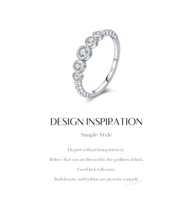 Bague en argent S925 avec diamants, sertissage clos, taille brillant rond, classique, pour femme - Product Image 5