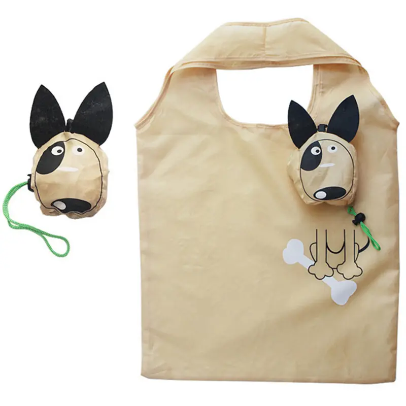 Vietnam Factory Cute Animal Shape Polyester Folding Tote Bag 190T Polyester Foldable Grocery Shopping Bag