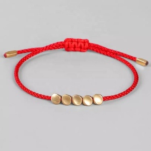 สร้อยข้อมือถักแบบทิเบตดีไซน์ใหม่สร้างสรรค์ ทำด้วยมือประดับลูกปัดทองแดง สร้อยข้อมือเชือกนำโชคแบบทิเบตสำหรับผู้ชายและผู้หญิง เครื่องประดับ - Product Image 1