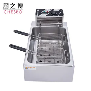 Fries Fryer Machine Kitchen Countertop Stainless Steel 12L 220V 18# Single Cylinder Double Screen Electric Deep Fryer Oven French Frying Machine