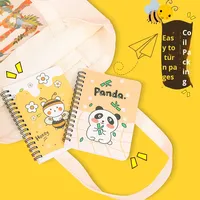 Niedliches Cartoon-Tagebuch A6 Spiralgebundenes Loseblatt-Notizbuch für Schüler mit Tasche - Geschenk-Memo-Schreibwaren