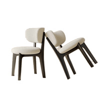 Chaise de salle à manger en bois massif, style moderne minimaliste nordique d'inspiration italienne, style luxe léger, tons crème avec dossier, origine Chine