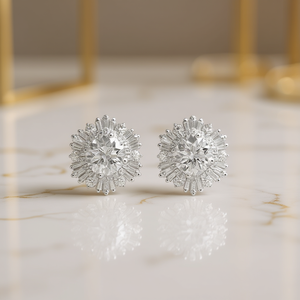 Boucles d'oreilles en or blanc avec diamants ronds taille brillant, couleur D, certifiées GIA, bijoux classiques pour femmes, pour mariage - Product Image 2