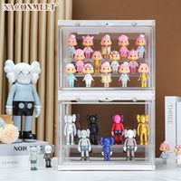 Vitrine en acrylique transparent éclairée par LED Pop figurines miniatures étagères détachables anti-poussière vitrines empilables