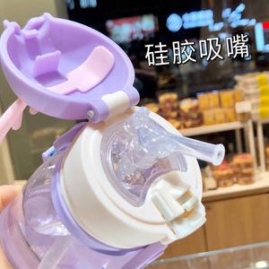 Bouteille d'eau isotherme 500 ml en Tritan pour enfants, avec paille et sangle, motif dessin animé mignon, pour étudiants, écologique - Product Image 3