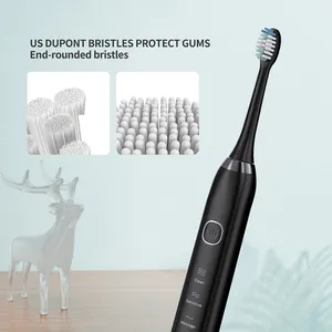 2023 Fashion Design Ipx7 Waterproof Smart Sonic Electric Toothbrush Rechargeable Ultrasonic Vibrating Automatic Toothbrush