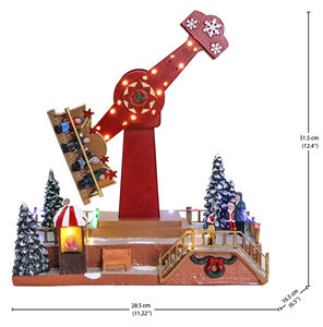 Carrusel de Navidad Musical hecho a mano, paseo en péndulo LED, caja de música artesanal de resina de pueblo nevado animado de plástico - Product Image 2