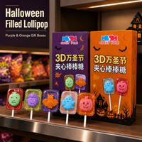 Halloween 3D gevulde lolly met transparante harde snoeppen omhulsel en zacht fruitvulling voor feestfavoren en seizoensgebeurtenissen