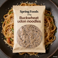 Nouilles Udon Cuites à Faible Teneur en Sodium, à Base de Blé Dur et de Sarrasin, en Sachet pour un Repas Sain