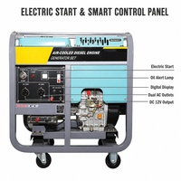 Générateur diesel 8 kW à châssis ouvert, démarrage électrique, refroidissement par air, portable, avec ATS DG10000E