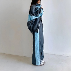 Conjunto Deportivo de 2 Piezas para Mujer, Estilo Casual, Holgado, con Bloques de Color, Chaqueta con Cierre y Mangas Largas, Pantalones Largos, a la Moda - Product Image 2