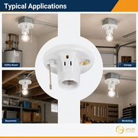 Interrupteur d'éclairage en porcelaine 660W 125V avec chaîne de traction et prise