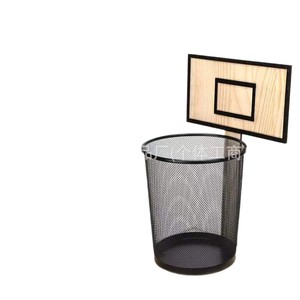 Cubo de basura creativo con forma de aro de baloncesto de madera, divertido soporte para cubo de basura con diseño de baloncesto para el hogar. - Product Image 1