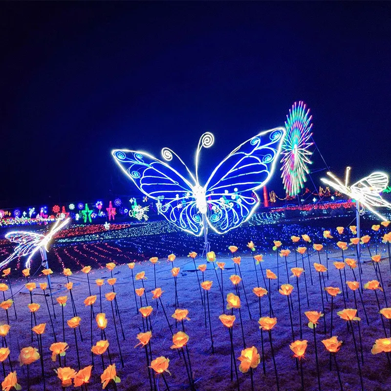 LEDバタフライ屋外照明お祝いモチーフライトクリスマスパーティー結婚式の装飾ショッピングモール正方形の風景