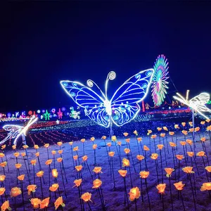 LED פרפר תאורת חוץ אורות מוטיב חגיגי מסיבת חג המולד קישוט חתונה קניוני מרובעים נוף