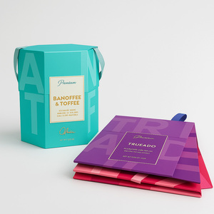 Foglio di oro rosa personalizzato che timbra esagonale pieghevole scatola di carta rigida cieca imballaggio con nastro colorato - Product Image 4