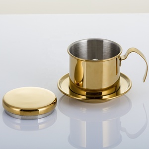 GOLD Coating <span class=keywords><strong>Filtre</strong></span> pour <span class=keywords><strong>cafetière</strong></span> vietnamienne Phin Petite <span class=keywords><strong>tasse</strong></span> portable à presse française - Product Image 2