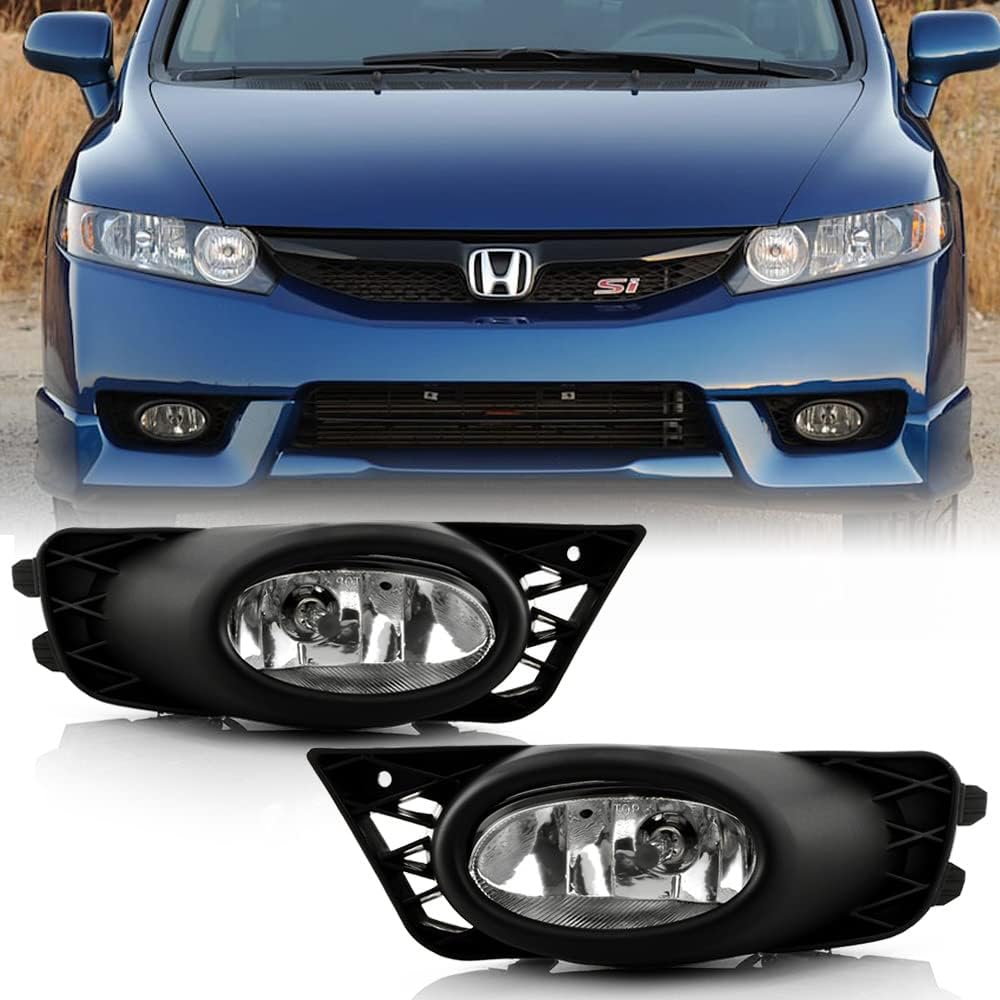 Pair Front Bumper Fog Light Lamp Fit For Honda Civic Sedan 4-Door 2009 2010 2011