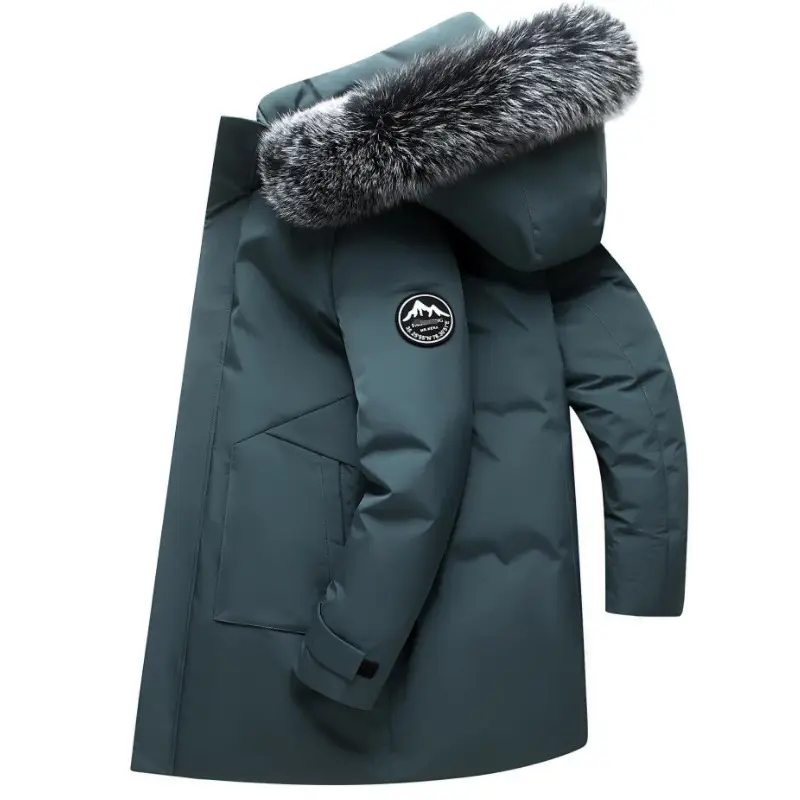 OEM Custom Design Waterproof Men's Duck Down Coats Thick Warm Hooded Black Winter Puffer Jacket Plus Size Men Down Jacket
