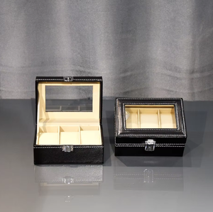Boîte de présentation de montre en cuir PU rigide de luxe, couvercle en verre transparent et fermeture métallique, boîte d'emballage pour montre-bracelet avec service de logo personnalisé - Product Image 6