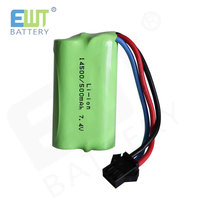 قابلة للشحن بطارية ليثيوم أيون 14500 7.4V 500mAh بطاريات ليثيوم أيون 7.4V 500mAh مع سلك وموصل ل لعبة