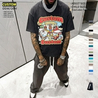 T-shirt personnalisé imprimé, coupe oversize vintage, en coton épais pour homme, à bas prix, style streetwear graphique, coupe carrée et courte
