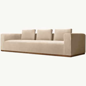 Sofá RH VITTORIO, Tapicería Moderna <span class=keywords><strong>de</strong></span> Terciopelo Beige con Base <span class=keywords><strong>de</strong></span> Madera, Sofá <span class=keywords><strong>de</strong></span> Lujo Estilo Chesterfield para Sala <span class=keywords><strong>de</strong></span> Estar - Product Image 4