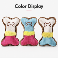 Jouet pour animaux de compagnie VaryWell en peluche couineur en forme d'os, en velours doux, animal en peluche, jouet à mâcher durable et résistant aux morsures pour petits et moyens animaux