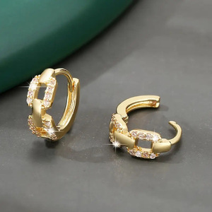 Orecchini a Cerchio Doppio con Catena per Donne, Stile Hip Hop, Accessori per Orecchie da Indossare Quotidianamente - Product Image 2
