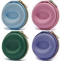 Étui de voyage rond en cuir PU grain litchi avec fermeture éclair, pochette de rangement portable, boîte d'emballage protectrice pour une seule montre-bracelet