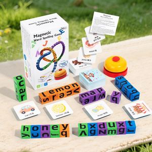 Cadeaux éducatifs pour garçons et filles, jeu de lettres en bois, puzzle de mots, jeu de société en cube pour enfants de 3 ans et plus - Product Image 2