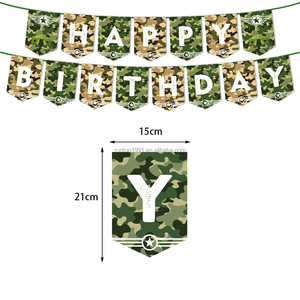 Ensemble de décoration pour fête d'<span class=keywords><strong>anniversaire</strong></span> de garçon sur le thème du camouflage, avec drapeau, décoration de gâteau et ballons en latex - Product Image 3