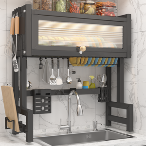 Étagère de cuisine réglable à 3 niveaux, grande étagère pour évier, égouttoir à vaisselle sur comptoir, séchoir à vaisselle au-dessus de l'évier - Product Image 1