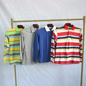 Usado barato de algodón ropa de otoño ropa de segunda mano ropa de manga larga Camisa de rayas para hombres