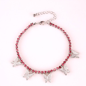 Tobillera de diamantes de imitación con forma de mariposa para mujer, adorno para el pie, diseño geométrico de aleación de zinc X0271 - Product Image 4