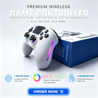 Manette de jeu sans fil RGB rechargeable pour PC/PS5 avec moteur de vibration, macro programmable, boucle, capteur Hall 6 axes et bouton Turbo