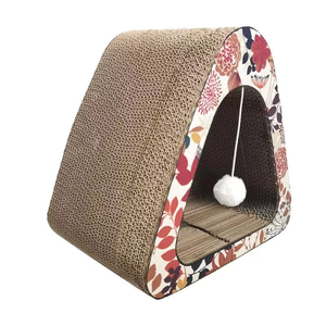 Driehoekige kattenkrabpaal verticaal cartoon kattenbed golfkarton kattenkrab speelgoed ruimtebesparend bestseller voor huisdieren - Product Image 4