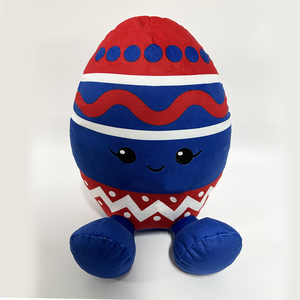 Cojín de Peluche con Forma de Huevo Rojo, Azul y Blanco, Diseño de Puntos Ondulados en <span class=keywords><strong>Zigzag</strong></span>, Juguete de Peluche Suave para Todas las Edades, Decoración y Regalo de Pascua - Product Image 2
