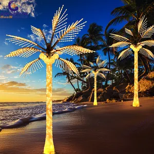 Palmeira iluminada ao ar livre 24v decoração plantas artificiais bela árvore de coco led