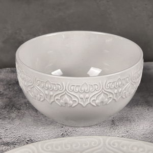 La <span class=keywords><strong>vajilla</strong></span> de cerámica en <span class=keywords><strong>relieve</strong></span> de estilo francés incluye plato, taza, platillo, cuenco para juegos de <span class=keywords><strong>vajilla</strong></span> - Product Image 4