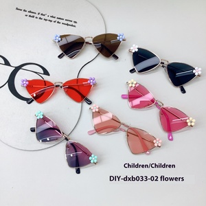 New Fashion Sunglasses for Girls High Quality UV Protection Sunshade DIY Flower Printed <strong>Baby</strong> <strong>Glasses</strong> with Alloy Wooden <strong>Frames</strong> - Product Image 1