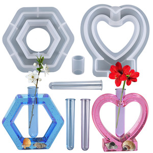 YS Tube Vase Flower Resin <strong>Mold</strong> <strong>Kit</strong> <strong>DIY</strong> Handmade <strong>Test</strong> Tube Pot Silicone <strong>Molds</strong> Home Decoration Living Room Office Table Vase - Product Image 1